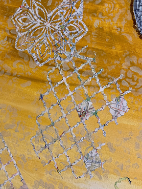 detail of map lacework from painting Make Your Peace II