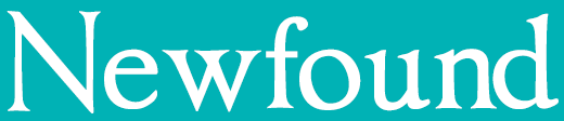 Logo of the word Newfound in white against a teal background in Imperator font.